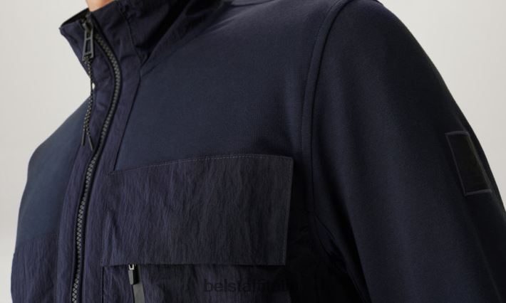 vestiario Belstaff felpa con zip intera Seal inchiostro scuro in vello leggero uomini H2DD6J224