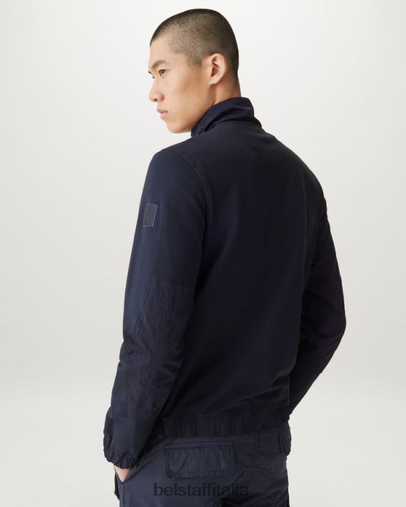 vestiario Belstaff felpa con zip intera Seal inchiostro scuro in vello leggero uomini H2DD6J224