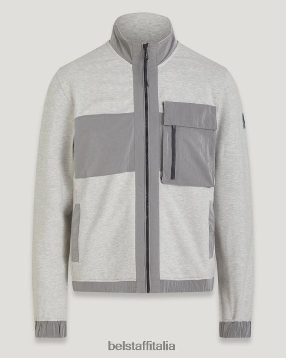 vestiario Belstaff felpa con zip intera Seal pile leggero argento antico uomini H2DD6J220