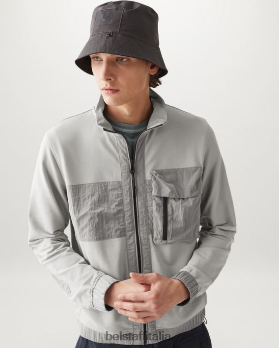 vestiario Belstaff felpa con zip intera Seal pile leggero argento antico uomini H2DD6J220