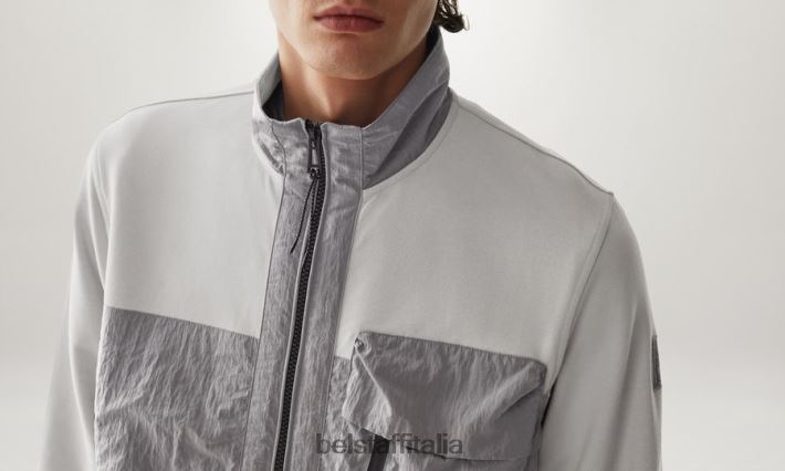 vestiario Belstaff felpa con zip intera Seal pile leggero argento antico uomini H2DD6J220