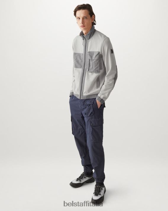 vestiario Belstaff felpa con zip intera Seal pile leggero argento antico uomini H2DD6J220