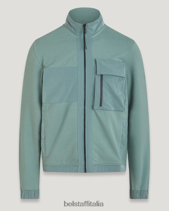 vestiario Belstaff felpa con zip intera Seal pile leggero verde acciaio uomini H2DD6J219