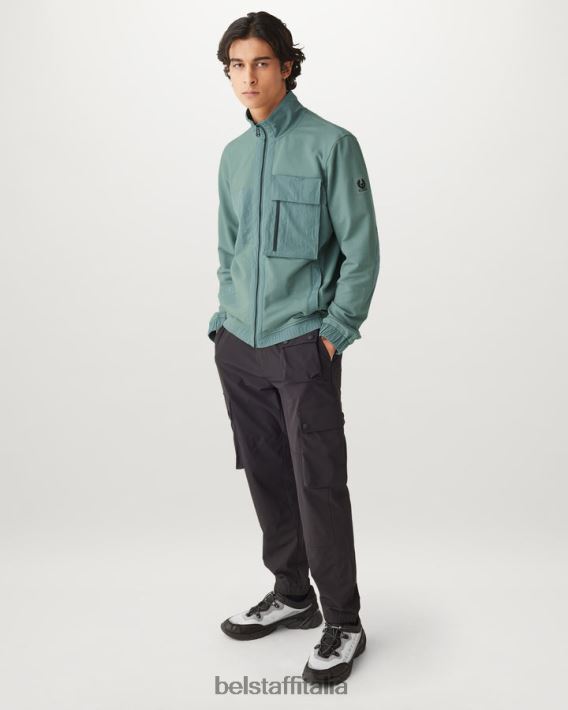 vestiario Belstaff felpa con zip intera Seal pile leggero verde acciaio uomini H2DD6J219