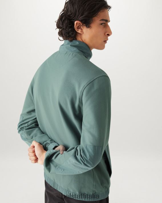 vestiario Belstaff felpa con zip intera Seal pile leggero verde acciaio uomini H2DD6J219