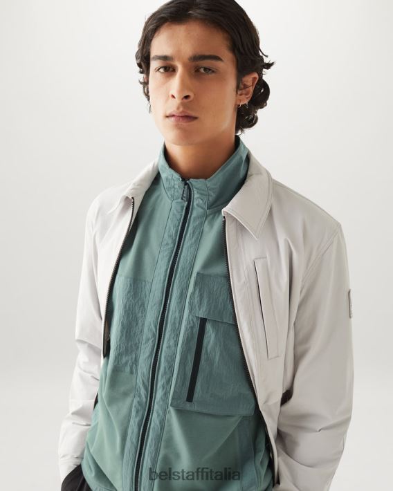 vestiario Belstaff felpa con zip intera Seal pile leggero verde acciaio uomini H2DD6J219