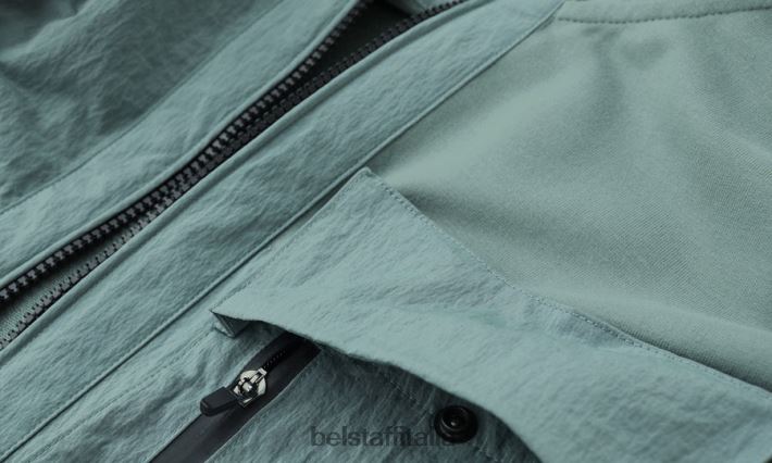 vestiario Belstaff felpa con zip intera Seal pile leggero verde acciaio uomini H2DD6J219