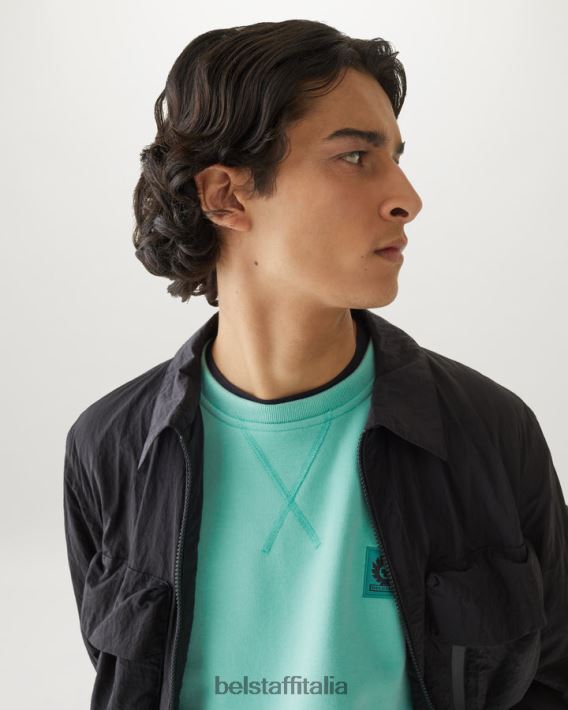 vestiario Belstaff felpa felpa di cotone verde oceano uomini H2DD6J244