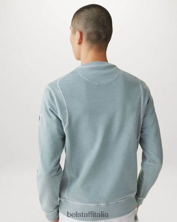 vestiario Belstaff felpa gibe pile leggero tinto in capo verde acciaio uomini H2DD6J227