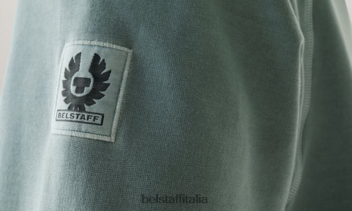 vestiario Belstaff felpa gibe pile leggero tinto in capo verde acciaio uomini H2DD6J227