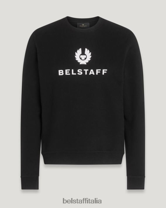 vestiario Belstaff felpa girocollo firmata felpa di cotone nera uomini H2DD6J263