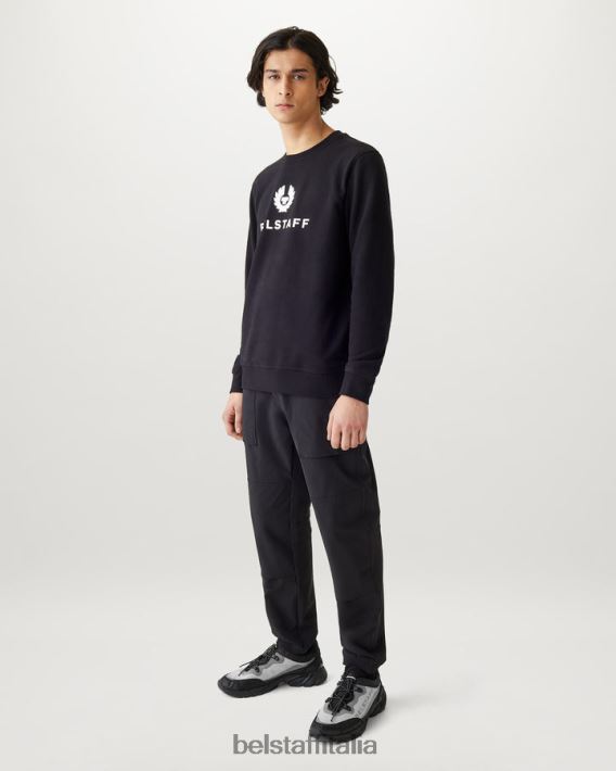 vestiario Belstaff felpa girocollo firmata felpa di cotone nera uomini H2DD6J263