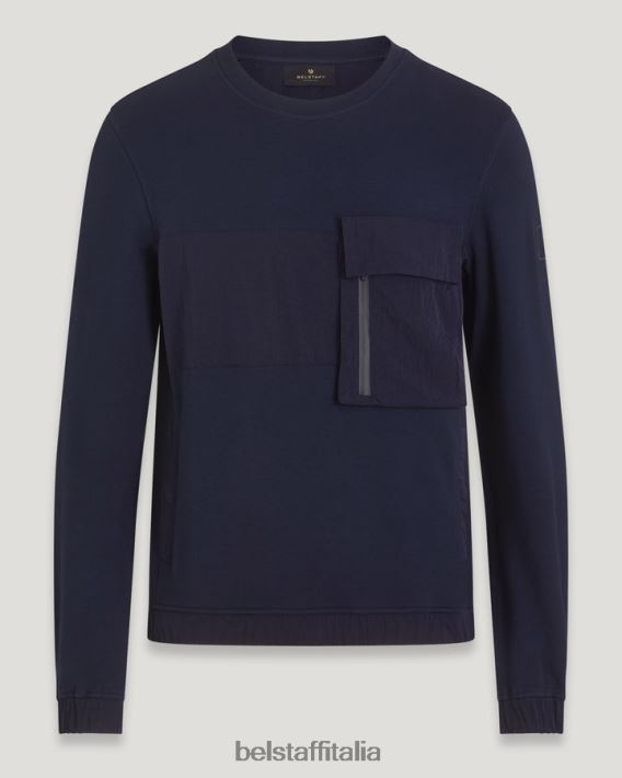 vestiario Belstaff felpa spinnaker inchiostro scuro in vello leggero uomini H2DD6J218