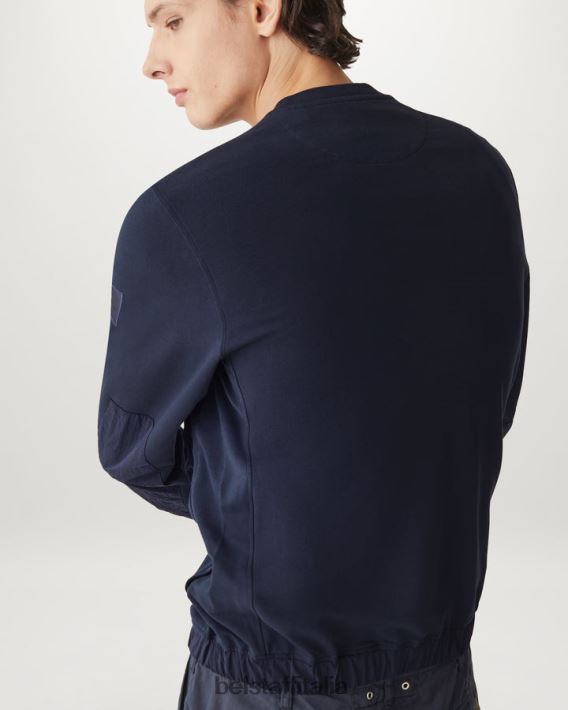 vestiario Belstaff felpa spinnaker inchiostro scuro in vello leggero uomini H2DD6J218