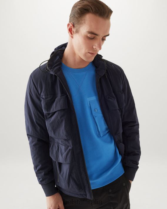 vestiario Belstaff girocollo pile di cotone asciutto in avanti blu uomini H2DD6J216