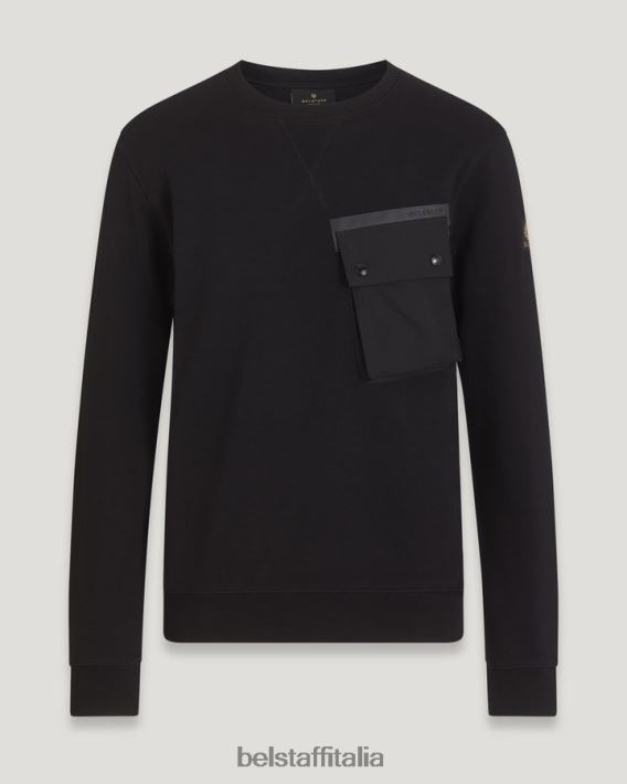 vestiario Belstaff girocollo pile di cotone asciutto nero uomini H2DD6J215