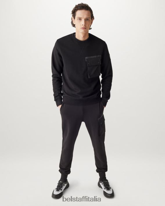 vestiario Belstaff girocollo pile di cotone asciutto nero uomini H2DD6J215