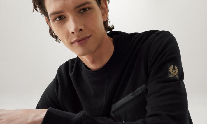 vestiario Belstaff girocollo pile di cotone asciutto nero uomini H2DD6J215