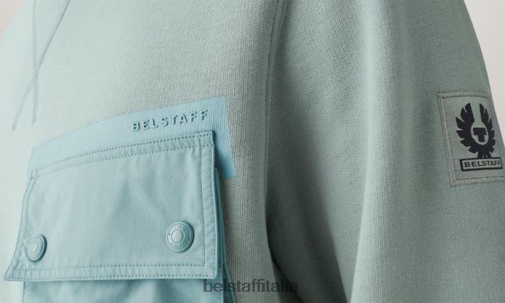 vestiario Belstaff girocollo pile di cotone asciutto verde acciaio uomini H2DD6J221