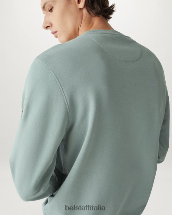 vestiario Belstaff girocollo pile di cotone asciutto verde acciaio uomini H2DD6J221