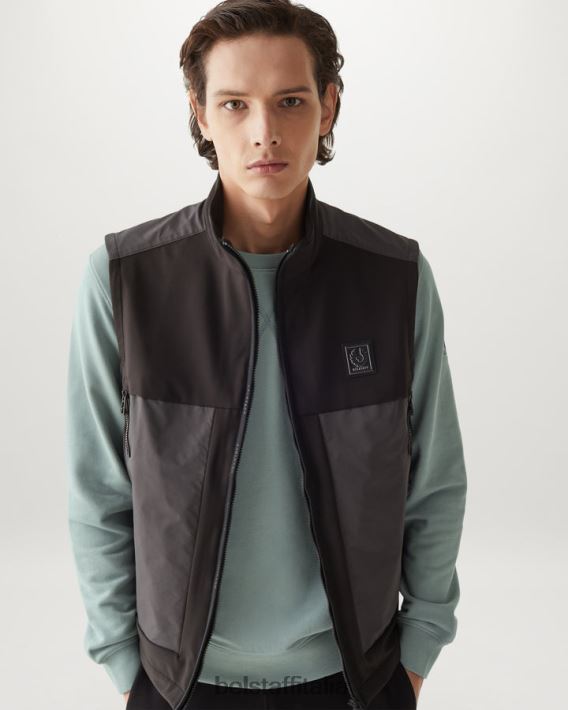 vestiario Belstaff girocollo pile di cotone asciutto verde acciaio uomini H2DD6J221