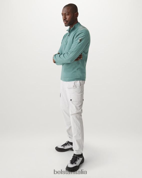 vestiario Belstaff maglione con zip a un quarto cotone pima verde acciaio uomini H2DD6J241