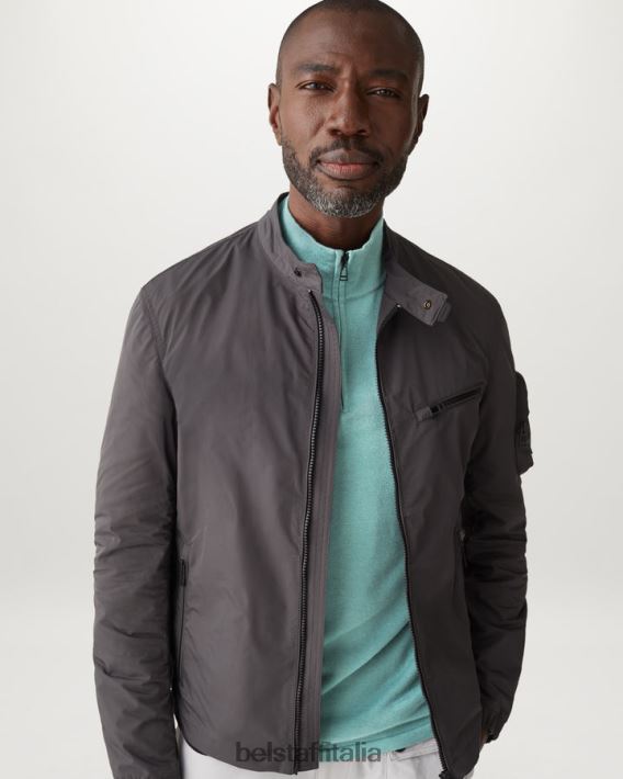 vestiario Belstaff maglione con zip a un quarto cotone pima verde acciaio uomini H2DD6J241