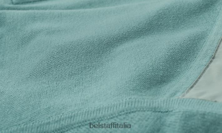 vestiario Belstaff maglione con zip a un quarto cotone pima verde acciaio uomini H2DD6J241