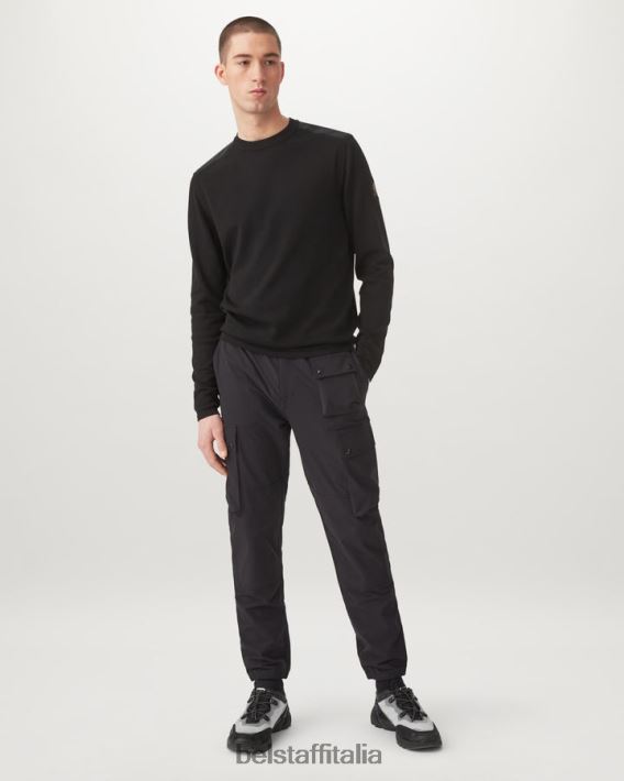 vestiario Belstaff maglione girocollo curvato cotone pima nero uomini H2DD6J235