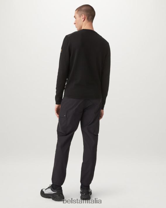 vestiario Belstaff maglione girocollo curvato cotone pima nero uomini H2DD6J235