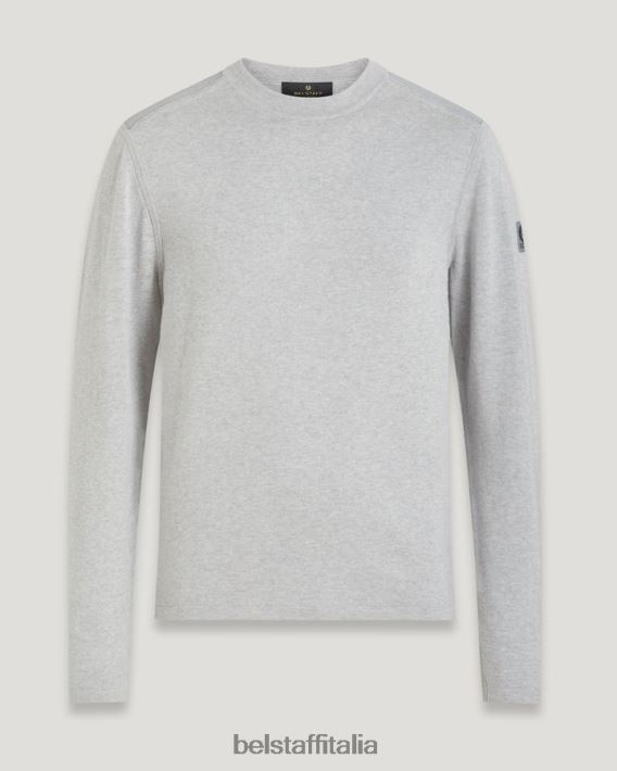 vestiario Belstaff maglione girocollo curvato cotone pima vecchio argento erica uomini H2DD6J239