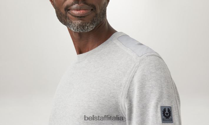 vestiario Belstaff maglione girocollo curvato cotone pima vecchio argento erica uomini H2DD6J239