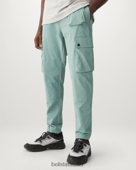 vestiario Belstaff pantaloni cargo techmaster nylon elasticizzato acciaio verde uomini H2DD6J296