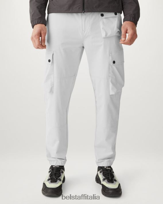 vestiario Belstaff pantaloni cargo techmaster nylon elasticizzato grigio perla uomini H2DD6J295