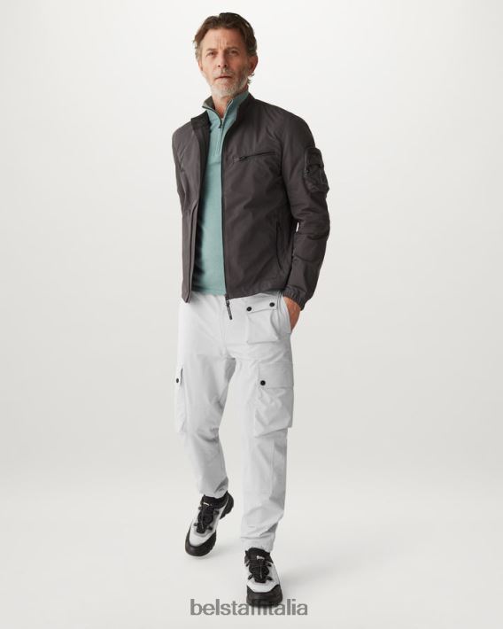 vestiario Belstaff pantaloni cargo techmaster nylon elasticizzato grigio perla uomini H2DD6J295