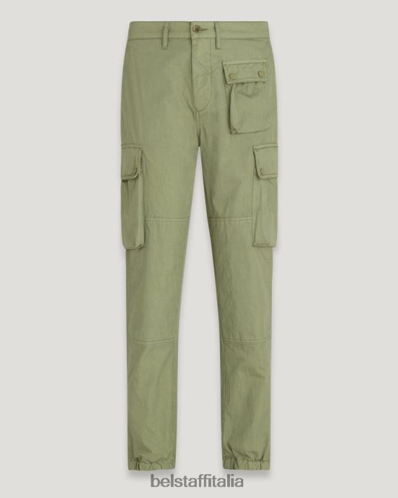 vestiario Belstaff pantaloni cargo trialmaster misto cotone tinto in capo giallo limone/aloe uomini H2DD6J302