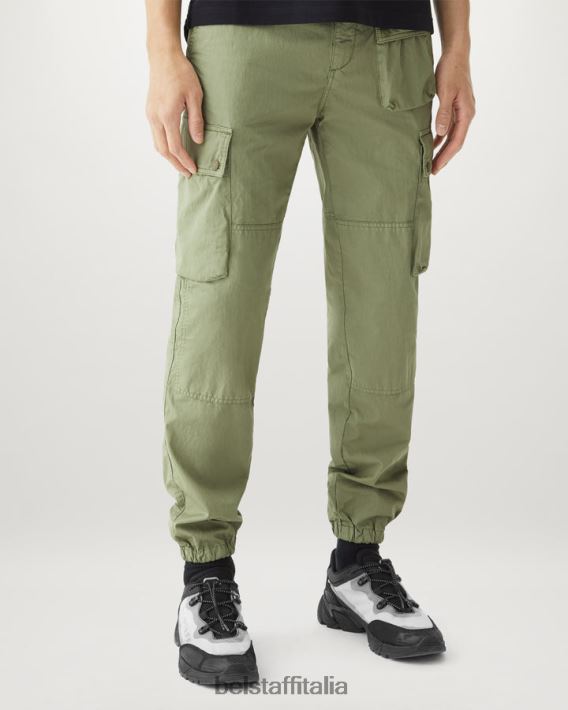 vestiario Belstaff pantaloni cargo trialmaster misto cotone tinto in capo giallo limone/aloe uomini H2DD6J302