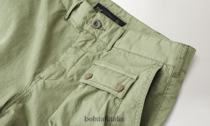 vestiario Belstaff pantaloni cargo trialmaster misto cotone tinto in capo giallo limone/aloe uomini H2DD6J302
