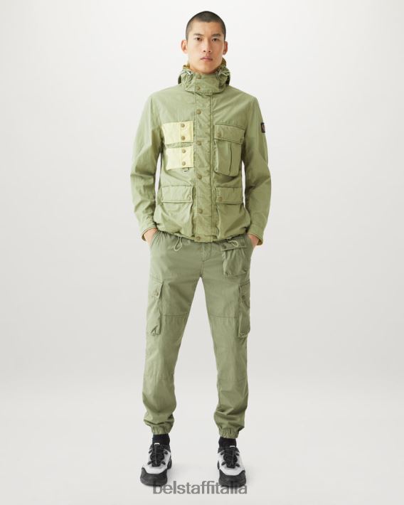 vestiario Belstaff pantaloni cargo trialmaster misto cotone tinto in capo giallo limone/aloe uomini H2DD6J302