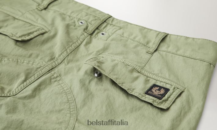 vestiario Belstaff pantaloni cargo trialmaster misto cotone tinto in capo giallo limone/aloe uomini H2DD6J302