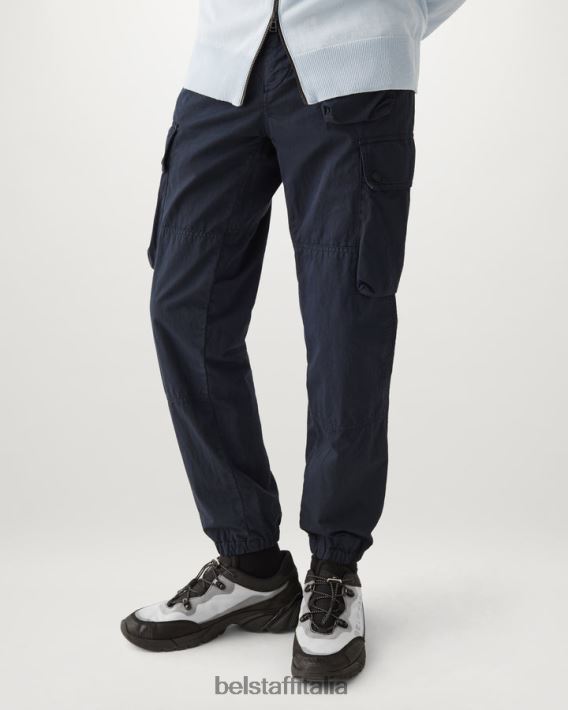 vestiario Belstaff pantaloni cargo trialmaster tintura in capo misto cotone inchiostro scuro/nero uomini H2DD6J298