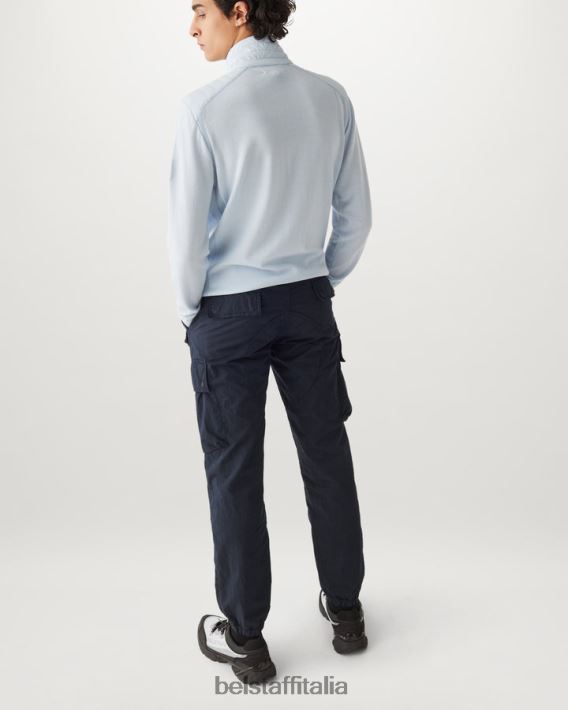 vestiario Belstaff pantaloni cargo trialmaster tintura in capo misto cotone inchiostro scuro/nero uomini H2DD6J298