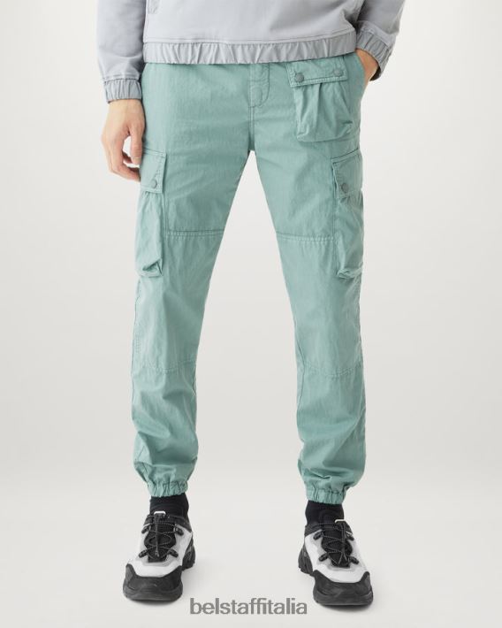 vestiario Belstaff pantaloni cargo trialmaster tintura in capo misto cotone verde acciaio/verde oceano uomini H2DD6J297