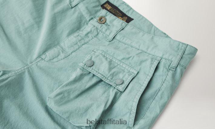 vestiario Belstaff pantaloni cargo trialmaster tintura in capo misto cotone verde acciaio/verde oceano uomini H2DD6J297