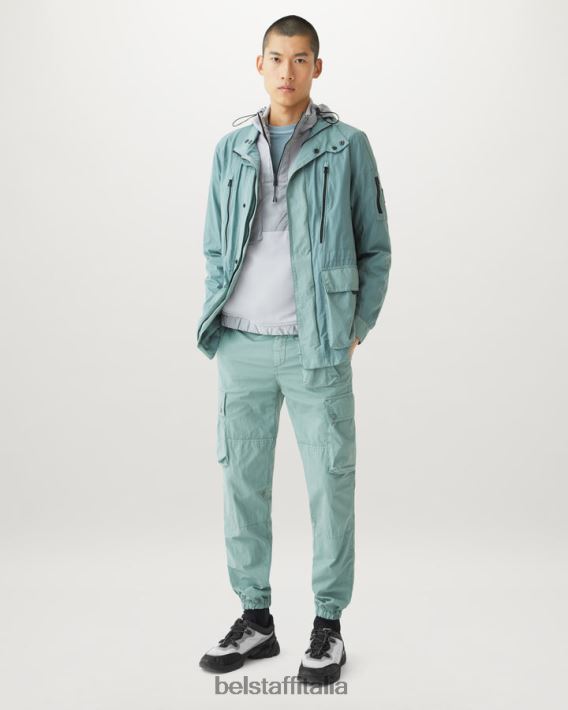 vestiario Belstaff pantaloni cargo trialmaster tintura in capo misto cotone verde acciaio/verde oceano uomini H2DD6J297