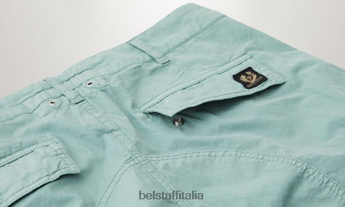 vestiario Belstaff pantaloni cargo trialmaster tintura in capo misto cotone verde acciaio/verde oceano uomini H2DD6J297