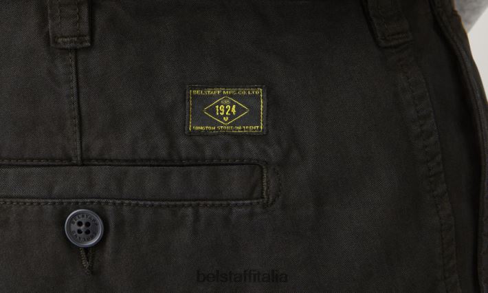 vestiario Belstaff pantaloni da ufficiale gabardine di cotone organico nero uomini H2DD6J305