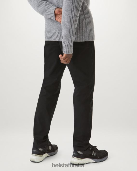 vestiario Belstaff pantaloni da ufficiale gabardine di cotone organico nero uomini H2DD6J305