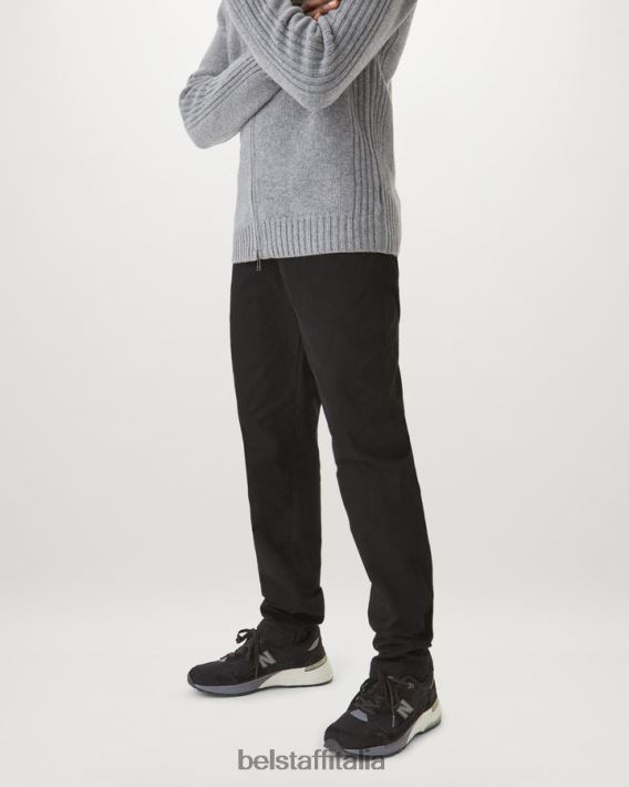 vestiario Belstaff pantaloni da ufficiale gabardine di cotone organico nero uomini H2DD6J305
