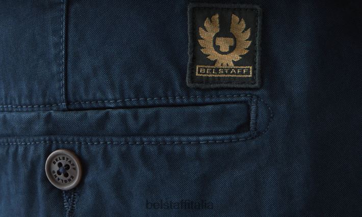vestiario Belstaff pantaloni da ufficiale inchiostro scuro in gabardine di cotone organico uomini H2DD6J304